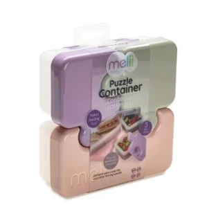 Recipiente para comida de bebé, gris y morado, Puzzle, Melii