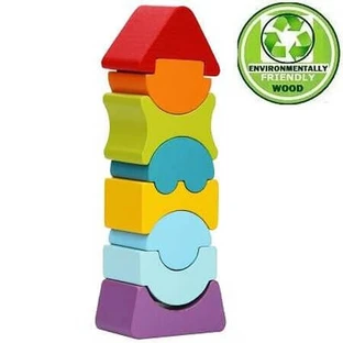 Flexible Tower Building Wooden Blocks, 12718, Cubika