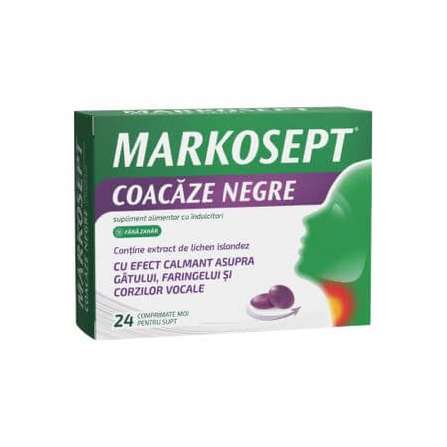 Markosept, Schwarze Johannisbeeren, 24 Weichtabletten, Fiterman Pharma