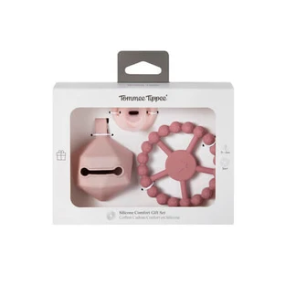 Set de chupetes ultraligeros de 0 a 6 meses + portachupetes + anillo de dentición a partir de los 3 meses, rosa, Tommee Tippee
