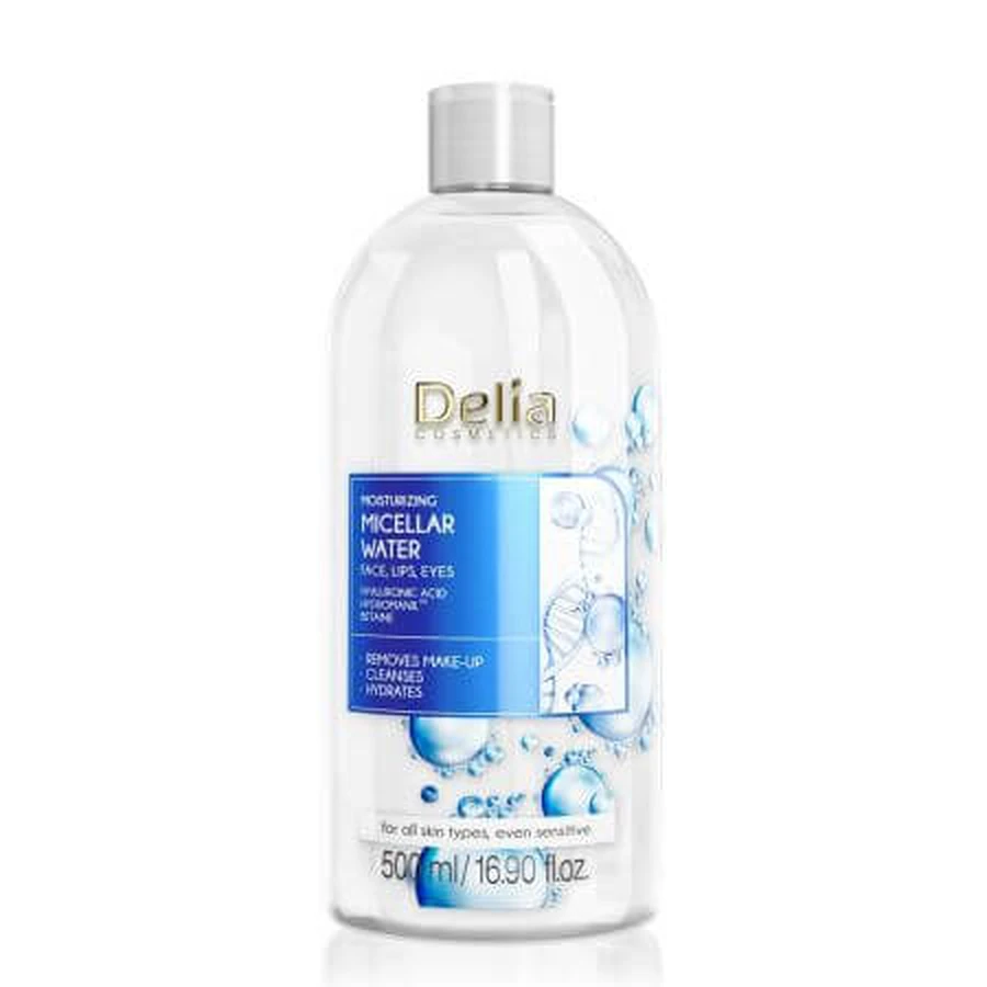 Feuchtigkeitsspendendes Mizellenwasser mit Hyaluronsäure, 500 ml, Delia
