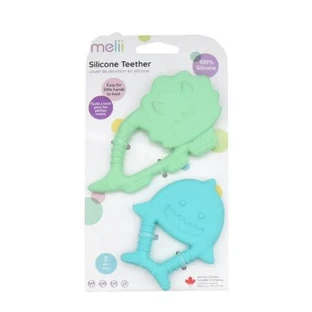 Set van 2 bijtspeeltjes, Dino en Haai, vanaf 0 maanden, Melii
