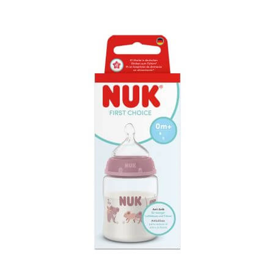 First Choice fles met temperatuurregeling en S-Flow siliconen speen, vanaf 0 maanden, 150 ml, Nuk