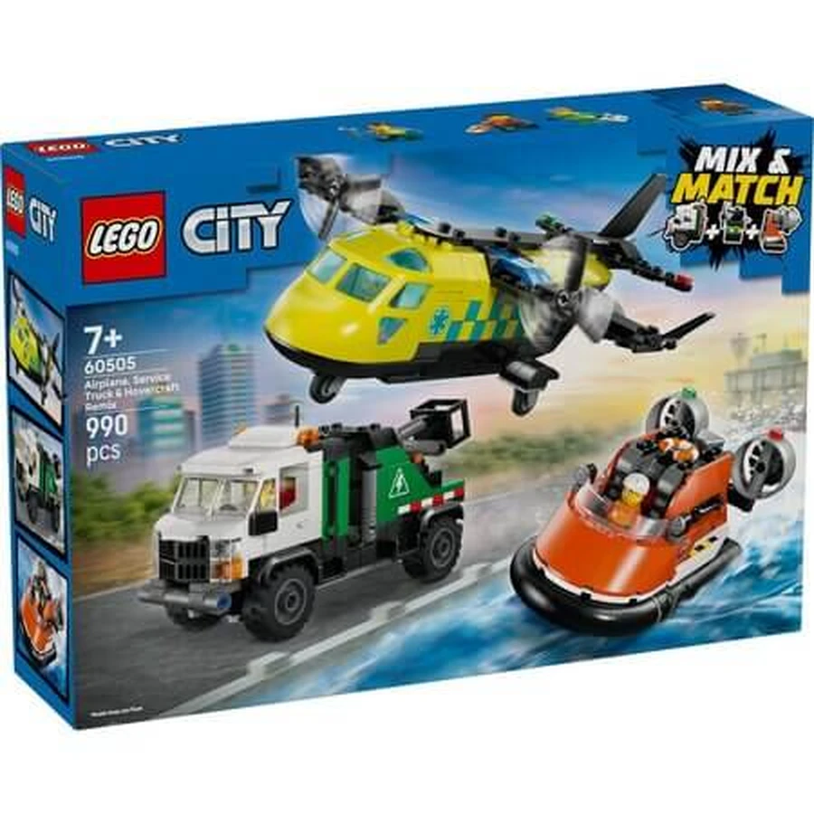 Avion, camion de service et aéroglisseur en versions adaptées, à partir de 7 ans, 60505, Lego City