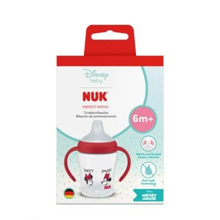 Biberón Perfect Match con asas y tetina de aprendizaje, Minnie, a partir de los 6 meses, 150 ml, Nuk