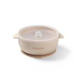 Silicone Bowl with Suction Cup and Lid, Beige, 6 months+, Babyono