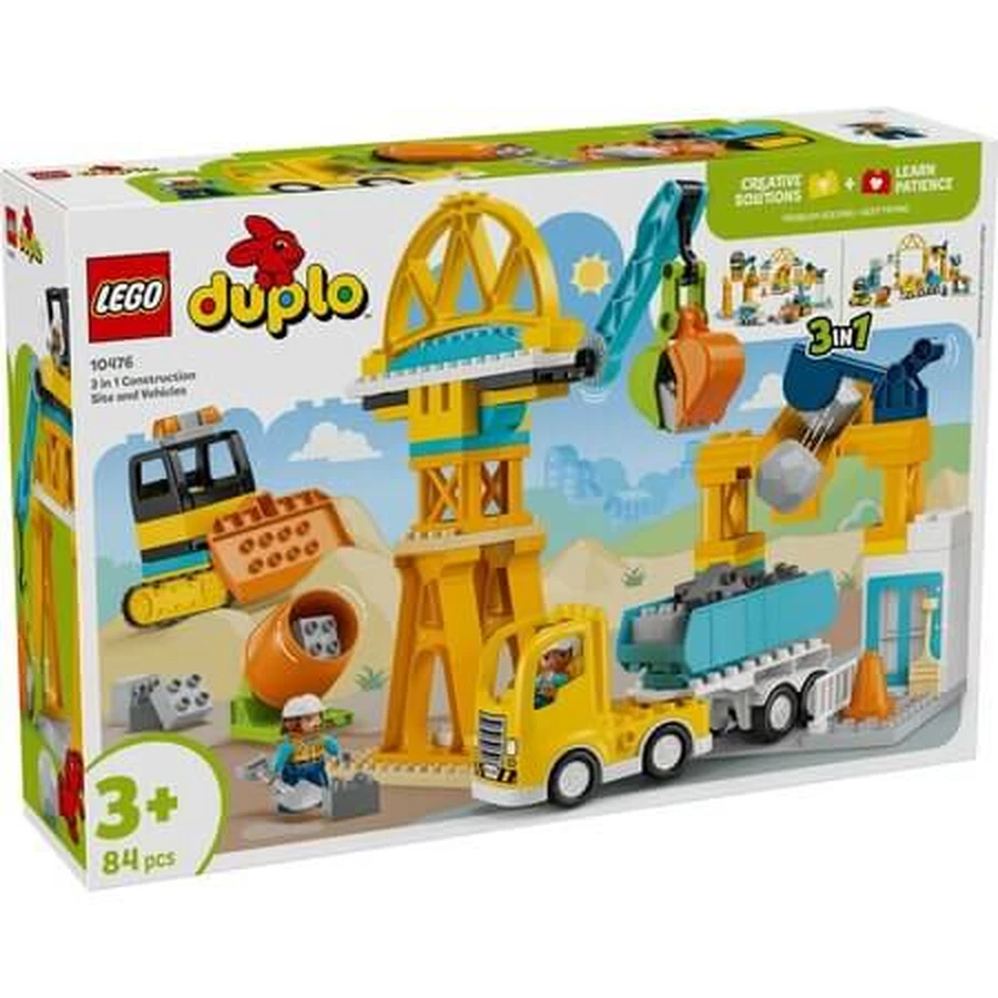 3-in-1 bouwplaats en bouwvoertuigen, vanaf 3 jaar, 10476, Lego Duplo