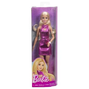 Muñeca Barbie, fashionista rubia con un vestido rosa metalizado, a partir de 3 años, Mattel