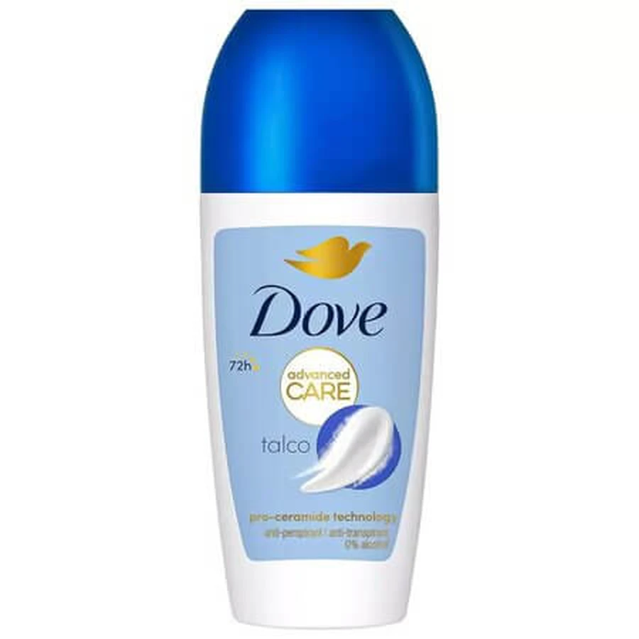 Desodorante en roll-on con talco, 50 ml, Dove para mujer