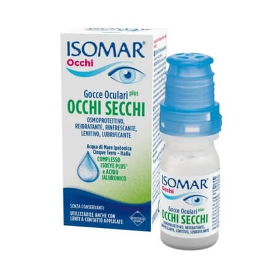 Gotas oftálmicas para los ojos secos con agua de mar hipotónica, 10 ml, Isomar