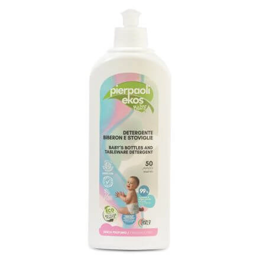 Detergente ecológico para vajilla y biberones, sin perfume, 500 ml, Pierpaoli Ekos Baby