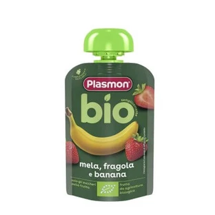 Bio-Apfel-, Erdbeer- und Bananenpüree, 100 g, Plasmon