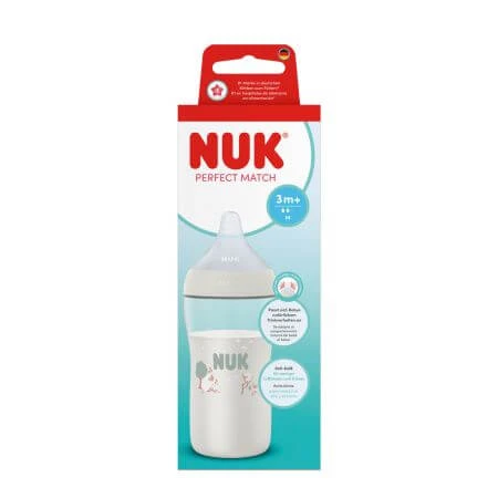 M Perfect Match Baby Bottle with Silicone Nipple, White, 3 months+,…
