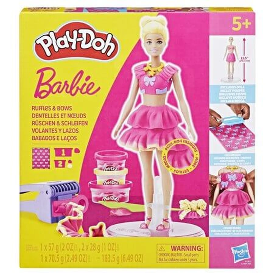 Kit de bricolage Barbie « Volants et nœuds » avec poupée incluse, à partir de 5 ans, Play-Doh
