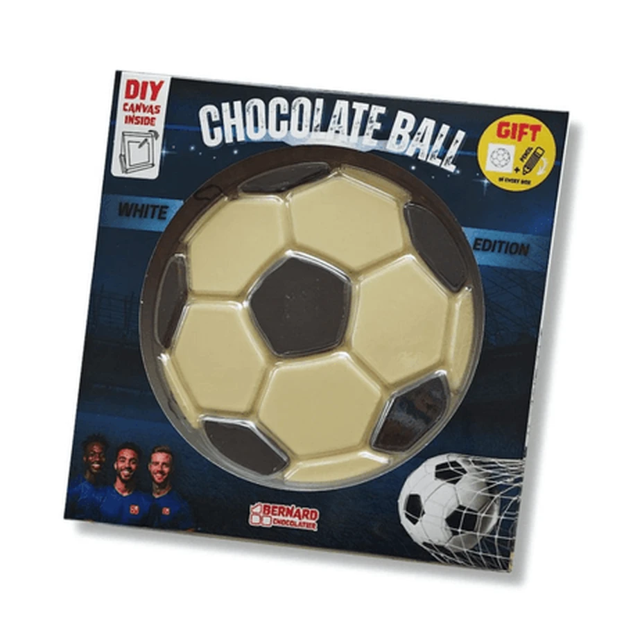 Chocolat blanc et noir belge en forme de ballon de football, 105 g, Bernard Chocolate