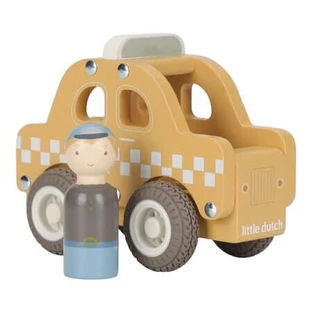 Coche de juguete de madera con certificación FSC, taxi, a partir de 18 meses, Little Dutch