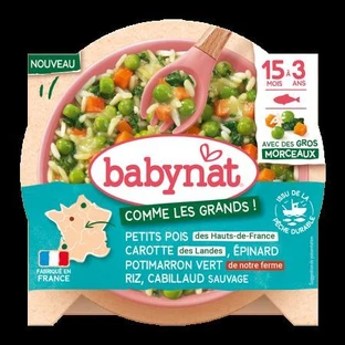 Bio-Menü, Erbsen, Spinat, Kürbis, Reis und Fisch, ab 15 Monaten, 200 g, BabyBio