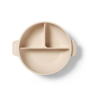 Silicone Plate with Suction Cup and Lid, Beige, 6 months+, Babyono