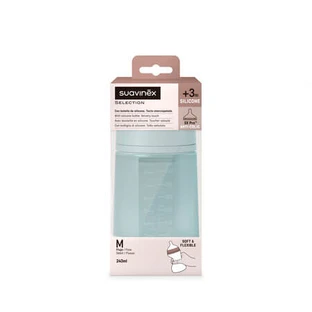 Siliconen babyfles met SX PRo Soft-speen met gemiddelde doorstroming, Colour Essence, blauw, vanaf 3 maanden, 240 ml, Suavinex