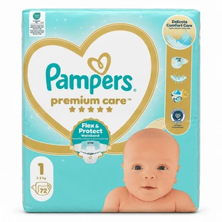 Pampers Premium Care, talla 1, 2-5 kg, paquete de 72 unidades, Pampers