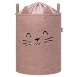 Opvouwbare opbergmand, roze, pluizige bouclé-kat, 43 l, Sipo