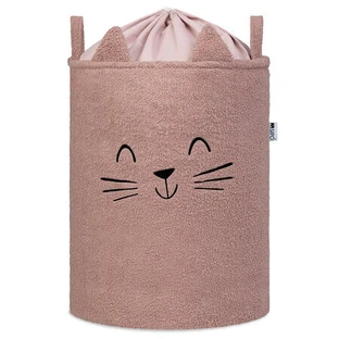 Opvouwbare opbergmand, roze, pluizige bouclé-kat, 43 l, Sipo