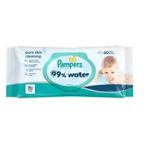 Lingettes nettoyantes Pure Skin (99 % d'eau), paquet de 60, Pampers