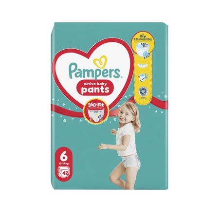 Active Baby Pants Diapers, Size 6, 13–19 kg, 42 count, Pampers