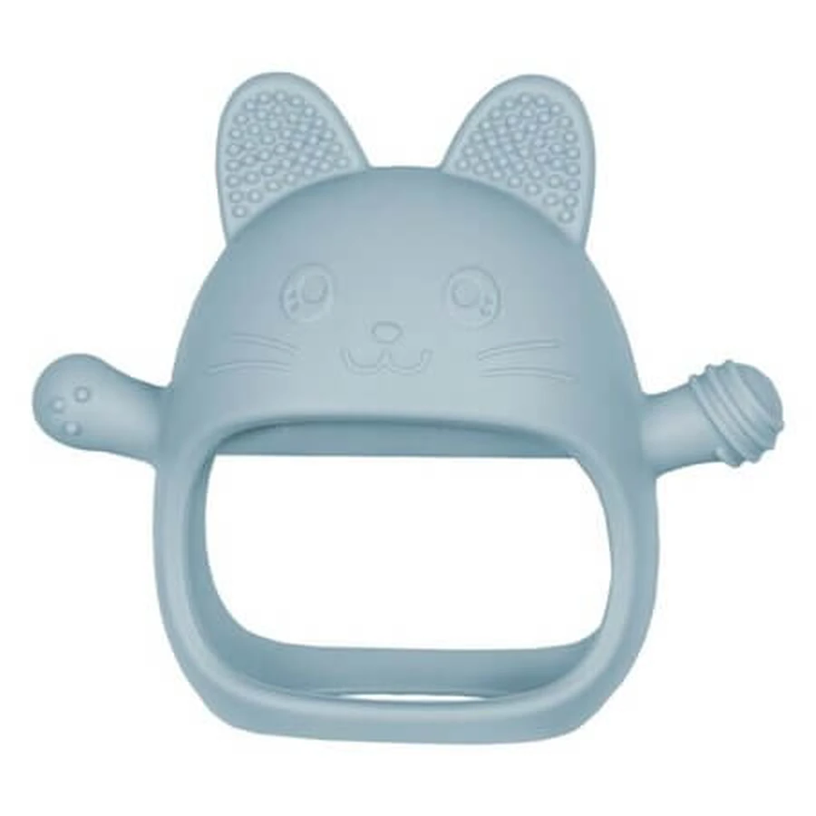 Silicone Teething Toy, Aqua Blue, Kitty Glove, 3 months+, Appekids
