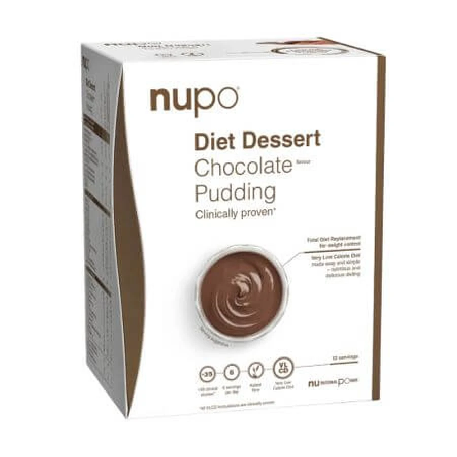 Dieetdessert – Volledige maaltijdvervanger voor gewichtsbeheersing, chocolade, 12 x 32 g, Nupo