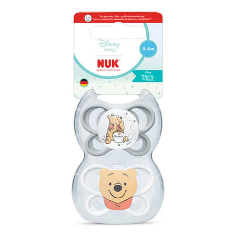 Perfect Match Air Schnuller-Set, Winnie Puuh, 0–6 Monate, 2er-Pack, Nuk