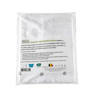 Waterproof cotton mattress protector, 120 x 60 cm, White, Saltsib