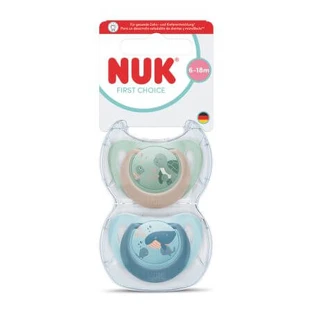 First Choice Pacifier Set, Turtle/Whale, 6–18 months, 2 pieces, Nuk