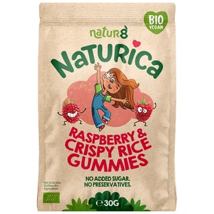 Bio-fruitgummies, framboos en rijst, 30 g, Naturica