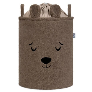 Panier de rangement pliable, marron, ours en peluche bouclé, 43 L, Sipo