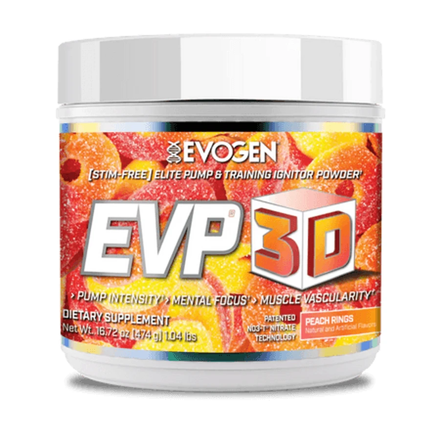 EVP 3D Pré-entraînement sans caféine, arômes de pêche, 620 g, Evogen
