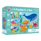 Set of 4 Puzzles, Happy Ocean, 18 months+, 2–5 pieces, Galt