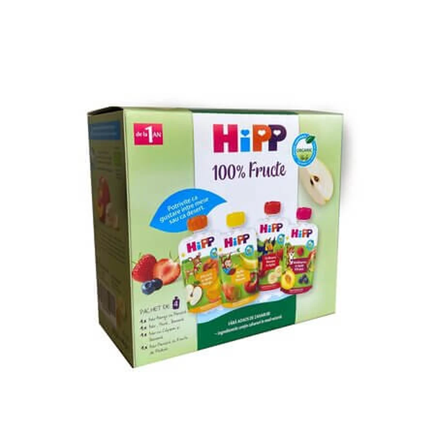 Hippis-pakket met 4 smaken, vanaf 1 jaar, 4 x 100 g, Hipp