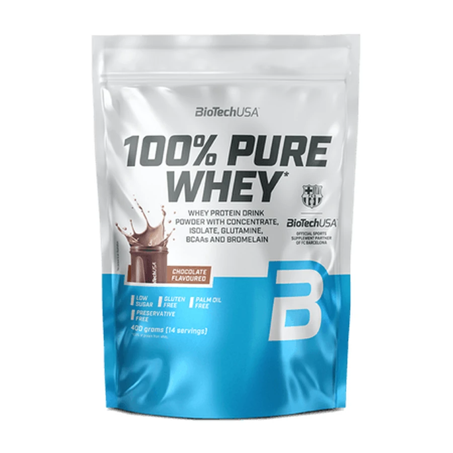 Batido de proteína de suero 100 % pura, sabor chocolate, 400 g, BioTechUSA