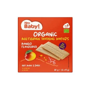 Organic Teething Crackers, Mango, 6 months+, 60 g, Hey Baby