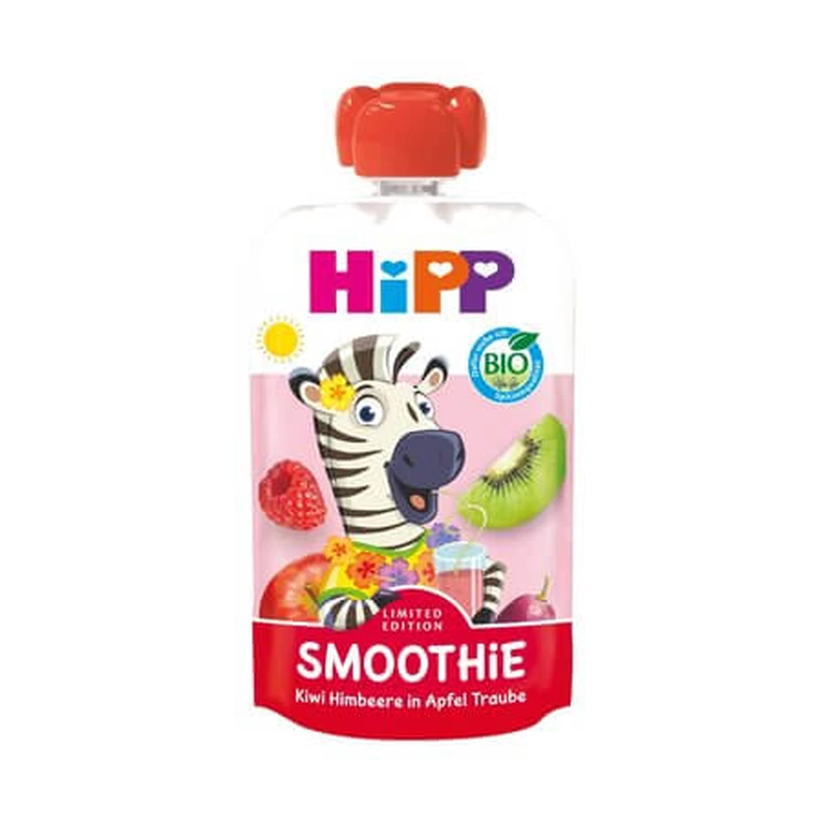 Batido ecológico de manzana, kiwi, frambuesa y uva, a partir de 1 año, 100 g, Hipp