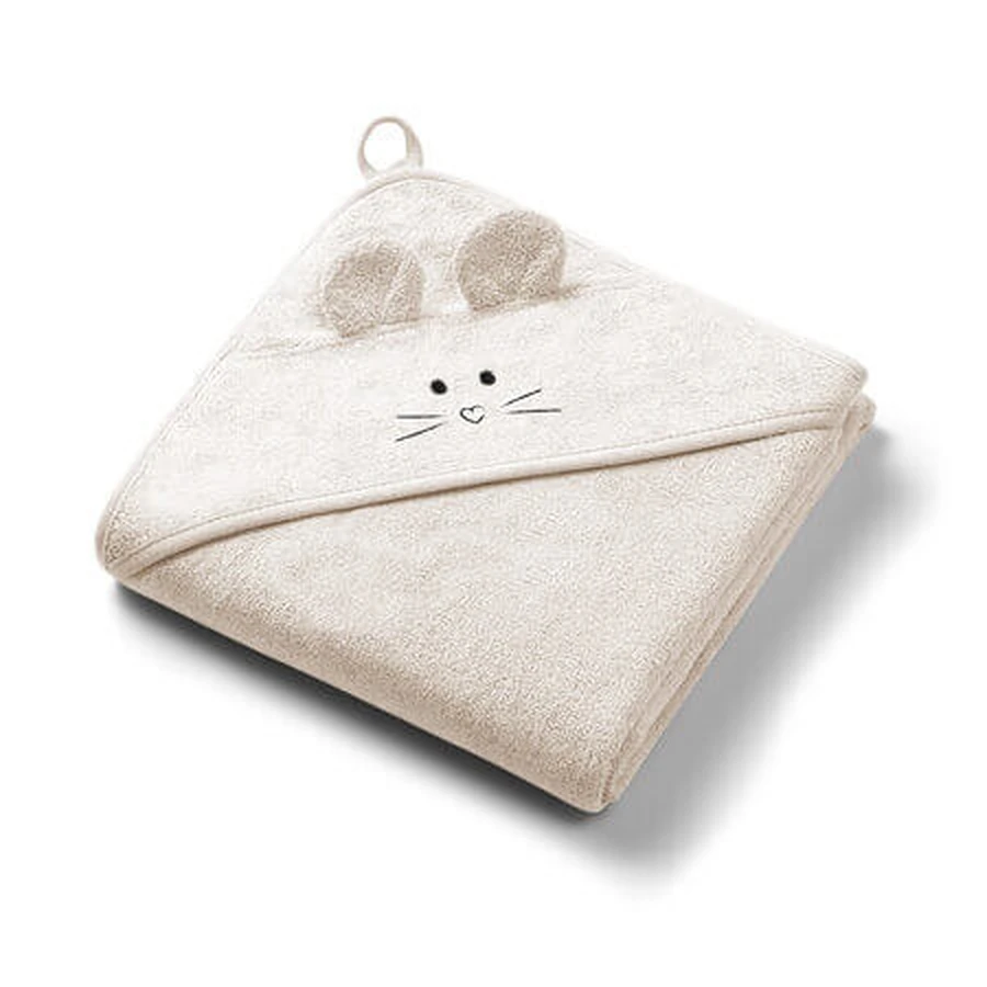 Serviette de bain en bambou avec capuche, 100 x 100 cm, beige, à partir de 0 mois, Babyono
