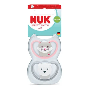 Set de chupetes «Perfect Match Air», ardilla/oso, 18-36 meses, paquete de 2, Nuk