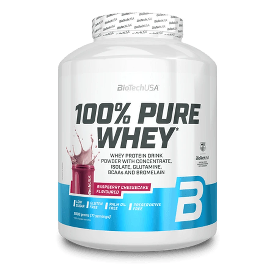 100 % reiner Molkenprotein-Shake, Himbeer-Käsekuchen, 2000 g, BioTechUSA