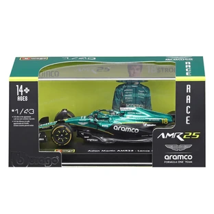 Aston Martin Formule 1-modelauto, schaal 1:43, Lance Stroll met helm, vanaf 14 jaar, Bburago