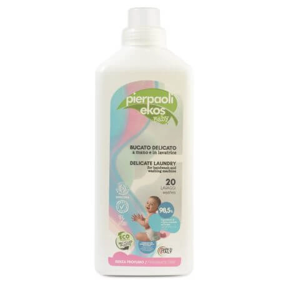 Detergente líquido ecológico sin perfume, 1 litro, Pierpaoli Ekos Baby