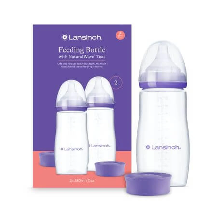 Juego de biberones NaturalWave Fast-Flow, a partir de los 6 meses, 2 x 330 ml, Lansinoh