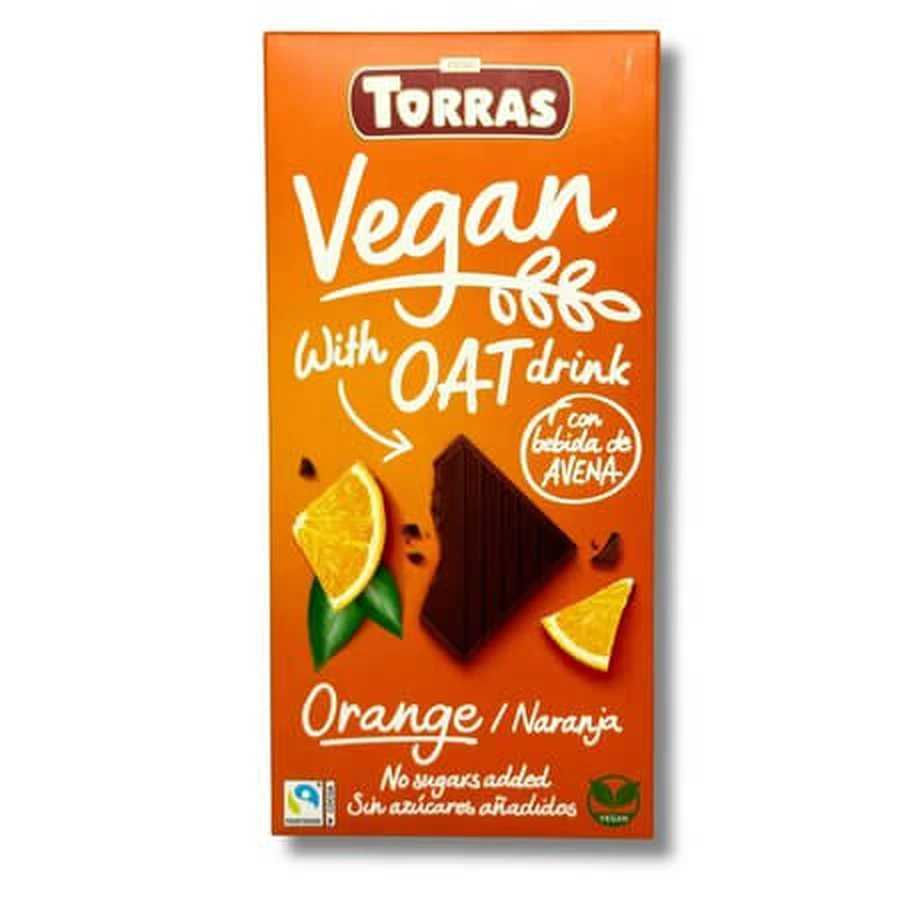 Chocolate con avena y extracto de naranja, 100 g, Torras