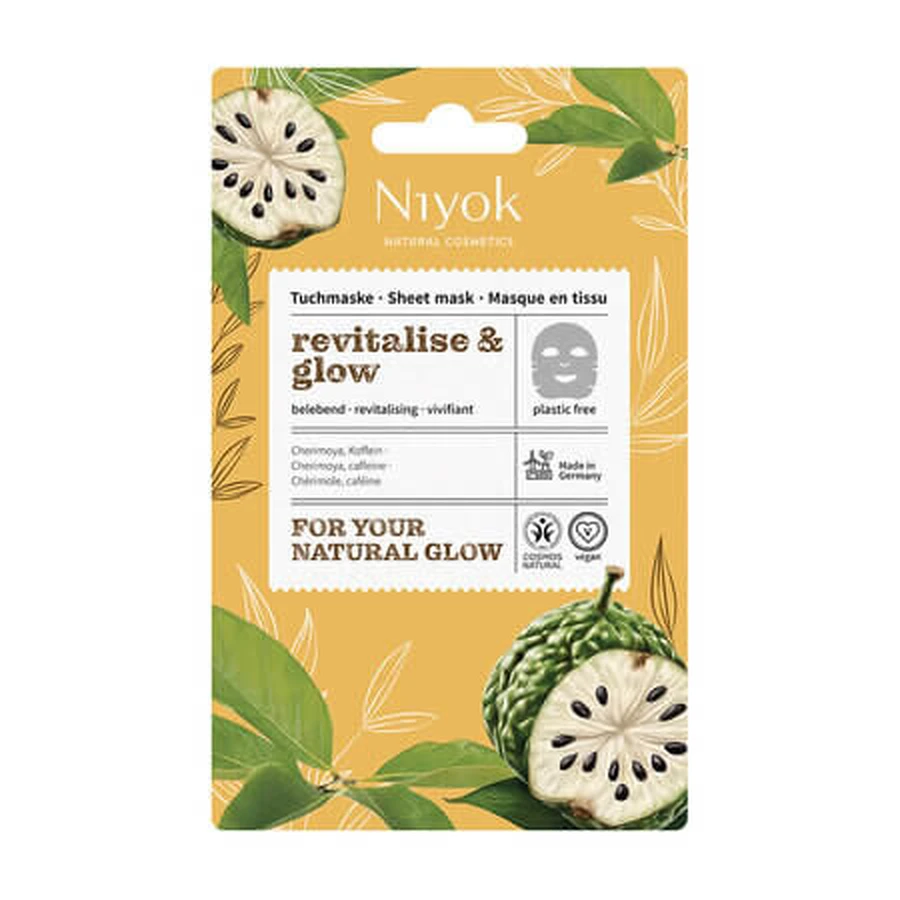 Mascarilla facial en tela «Revitalise & Glow», 10 ml, Niyok