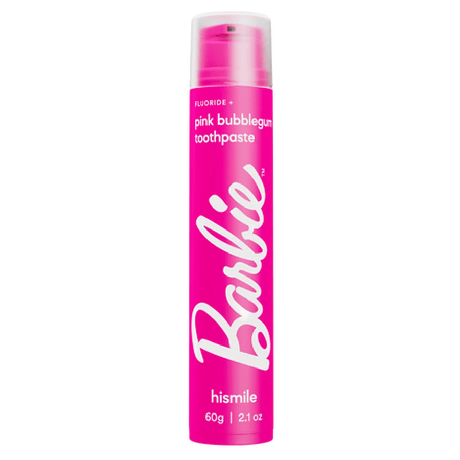 Fluoride Toothpaste, Barbie Pink, Bubble Gum, 60 g, Hismile
